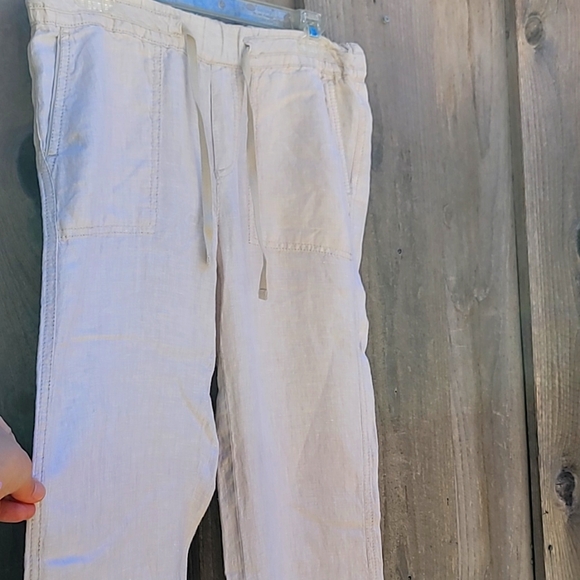 Caslon Linen Cropped Straight Leg Beach Pants in Light Tan Flax Size XS - Picture 3 of 11